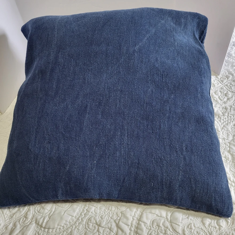 West Elm Lush Velvet Blue Pillow Cushion Cover 24x24 Contemporary Zipper